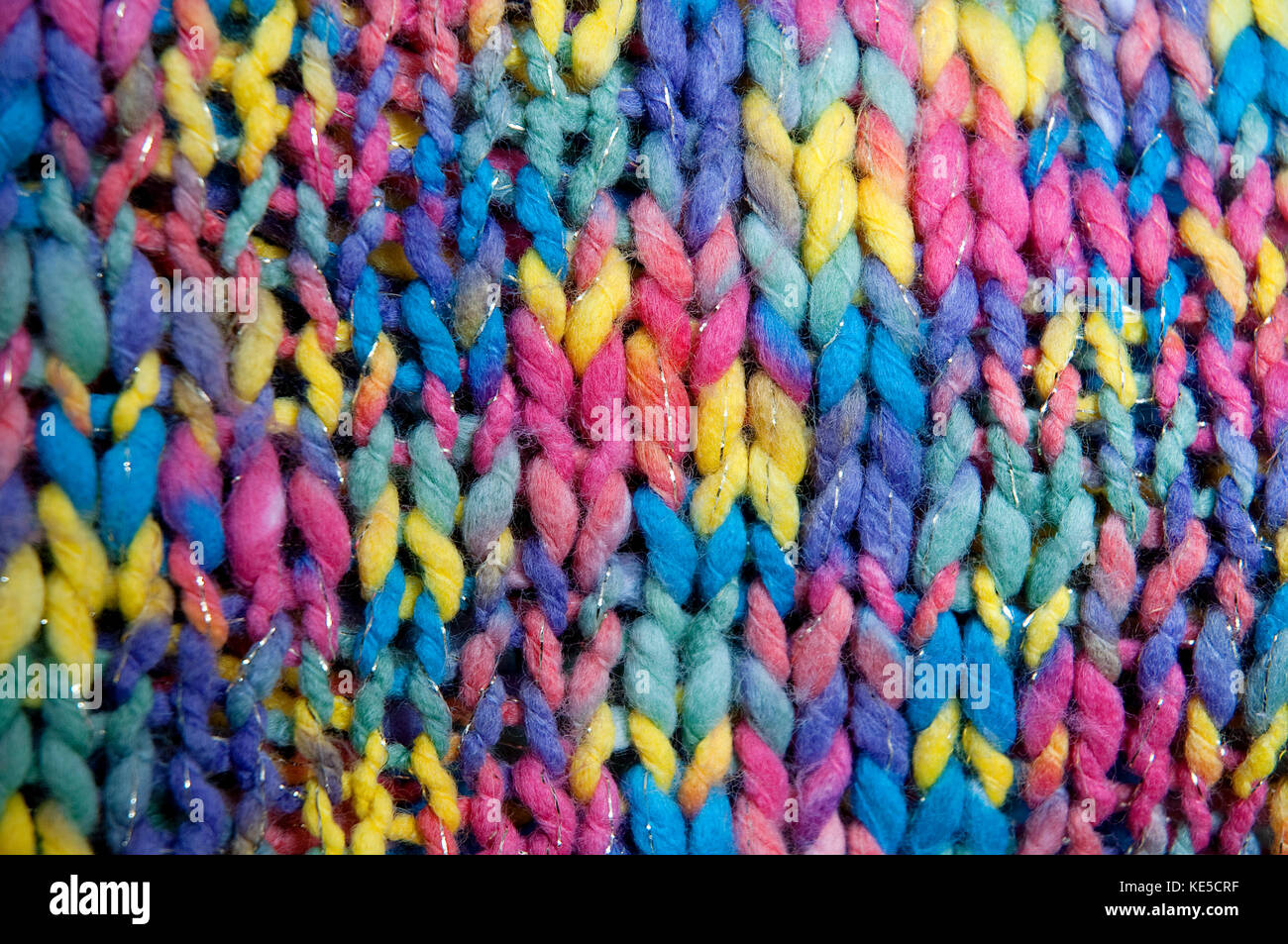 Colourful knitted jersey. Close view. Stock Photo