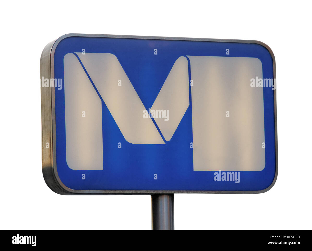 Metro station sign isolated on white surface Stock Photo Alamy