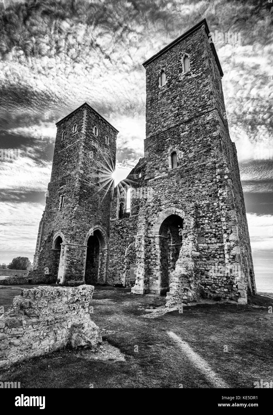 Reculver Towers seen from the eastern side. Stock Photo