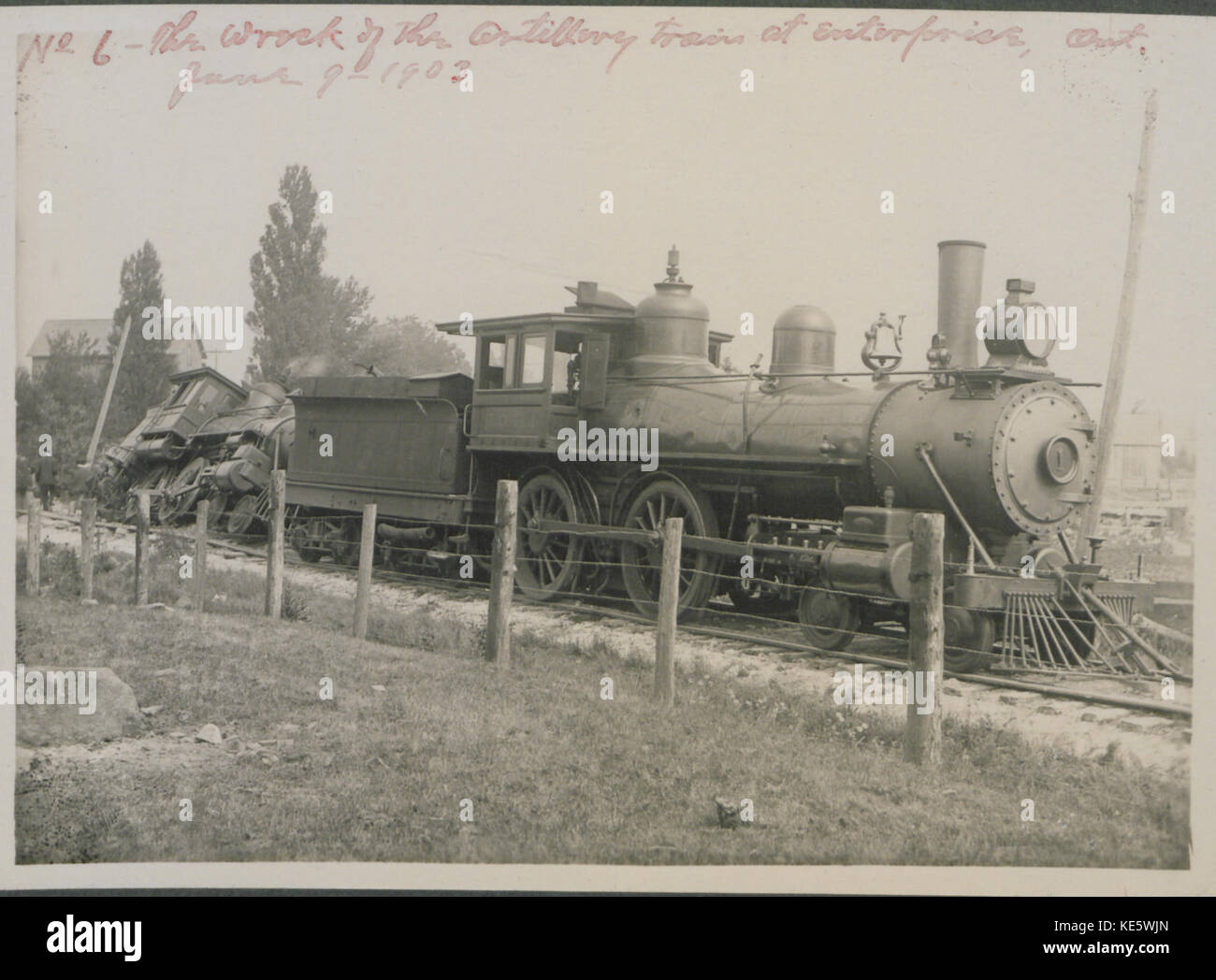 The wreck of the artillery train at Enterprise, Ontario, June 9, 1903 ...