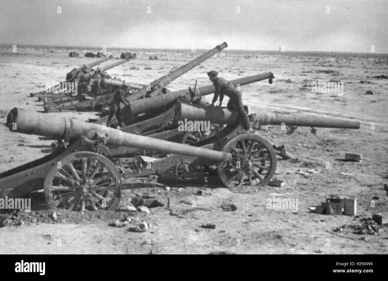 Italian battery of 149 35 and 120 25 guns captured by the British Stock