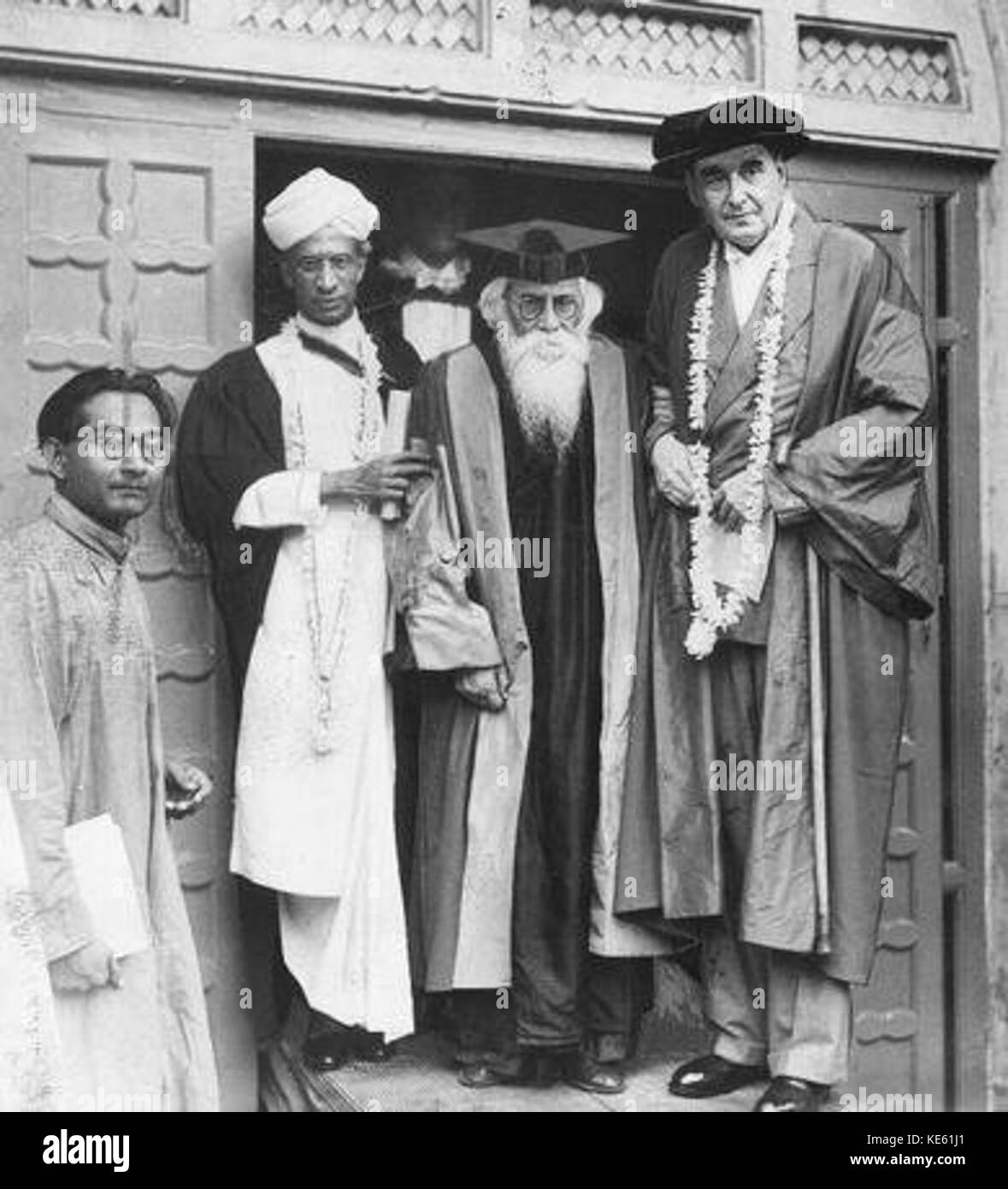 Rabindranath Tagore With Sir Maurice Gwyer and Dr. S ...