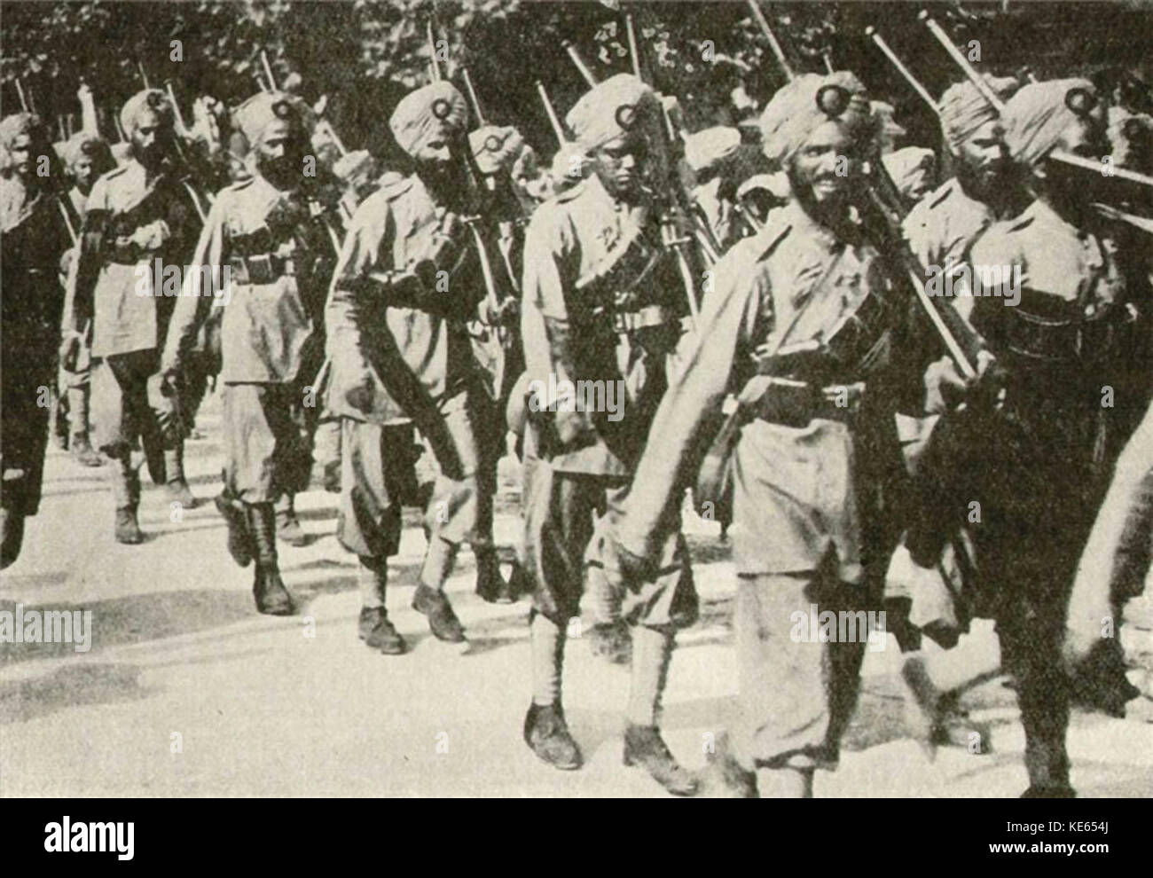 Indian forces on the march in France during first world war Stock Photo