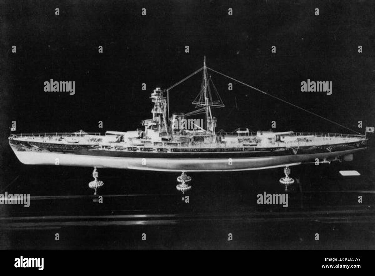 Model of battleship Kaga port view Stock Photo