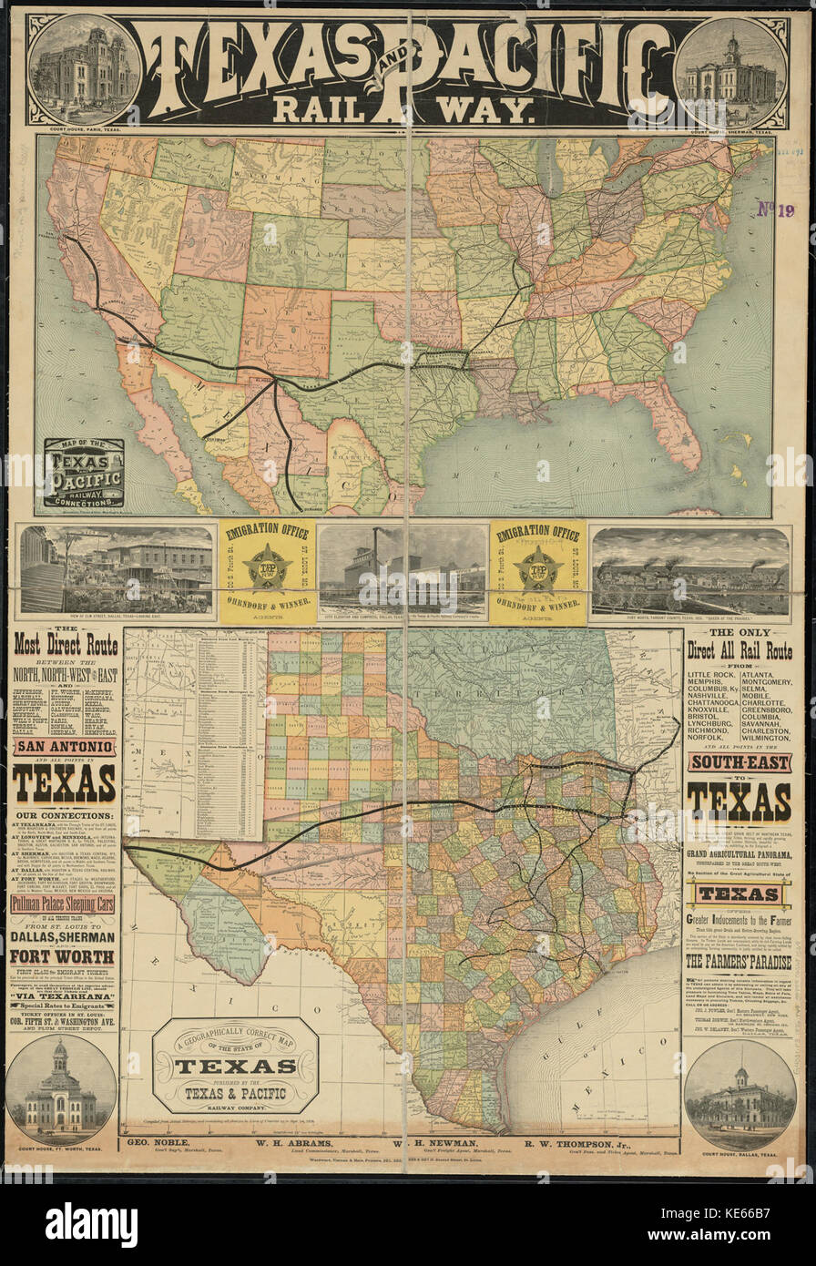 Texas And Pacific Railroad Map Texas And Pacific Rail Way; Map Of The Texas And Pacific Railway And  Connections; A Geographically Correct Map Of The State Of Texas  (11838755895 Stock Photo - Alamy