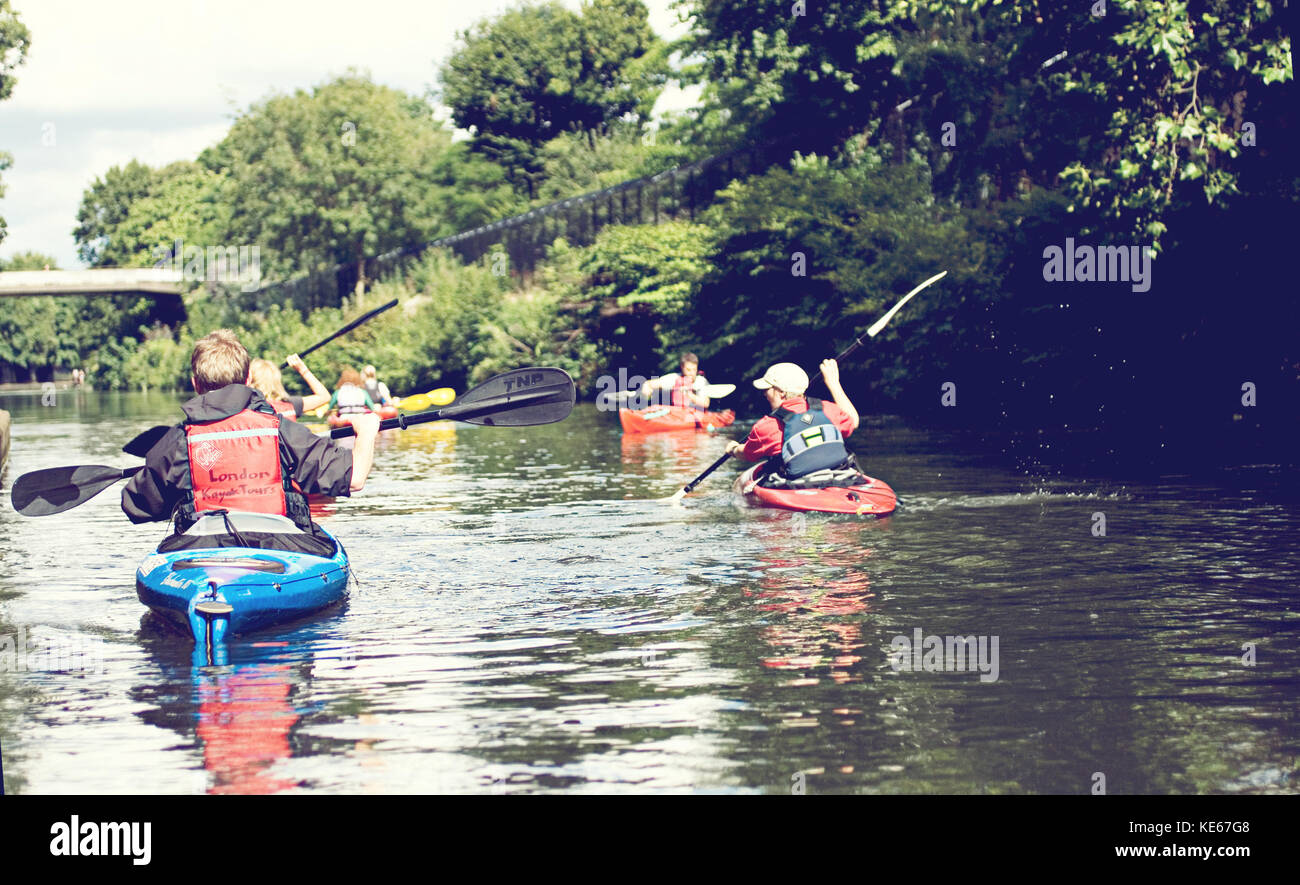 Kayaks on the Regent's Channel, London Stock Photo