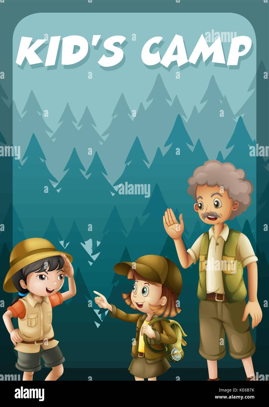 Kid going camping in the forest illustration Stock Vector Image & Art ...