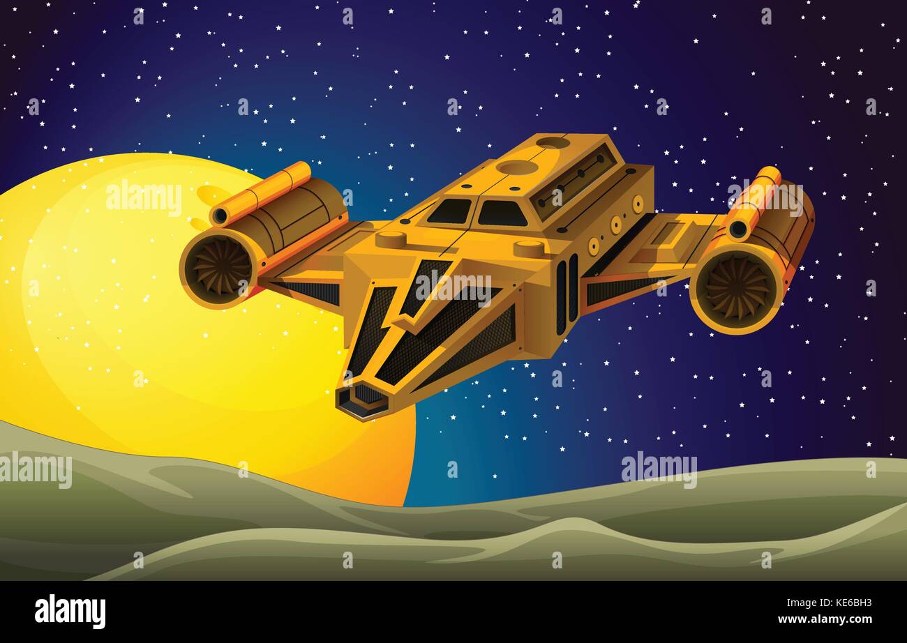 Spaceship flying in the space illustration Stock Vector Image & Art - Alamy