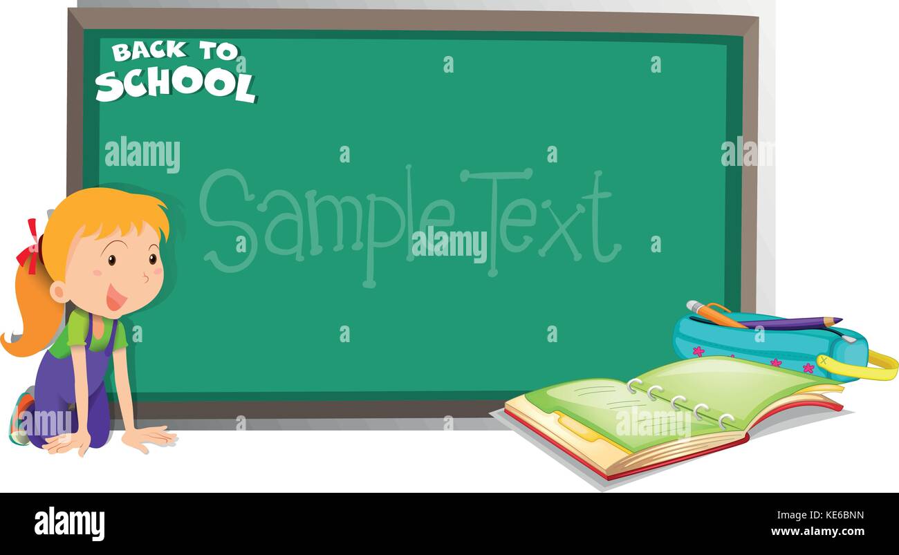 Back to school theme with girl and book illustration Stock Vector Image ...