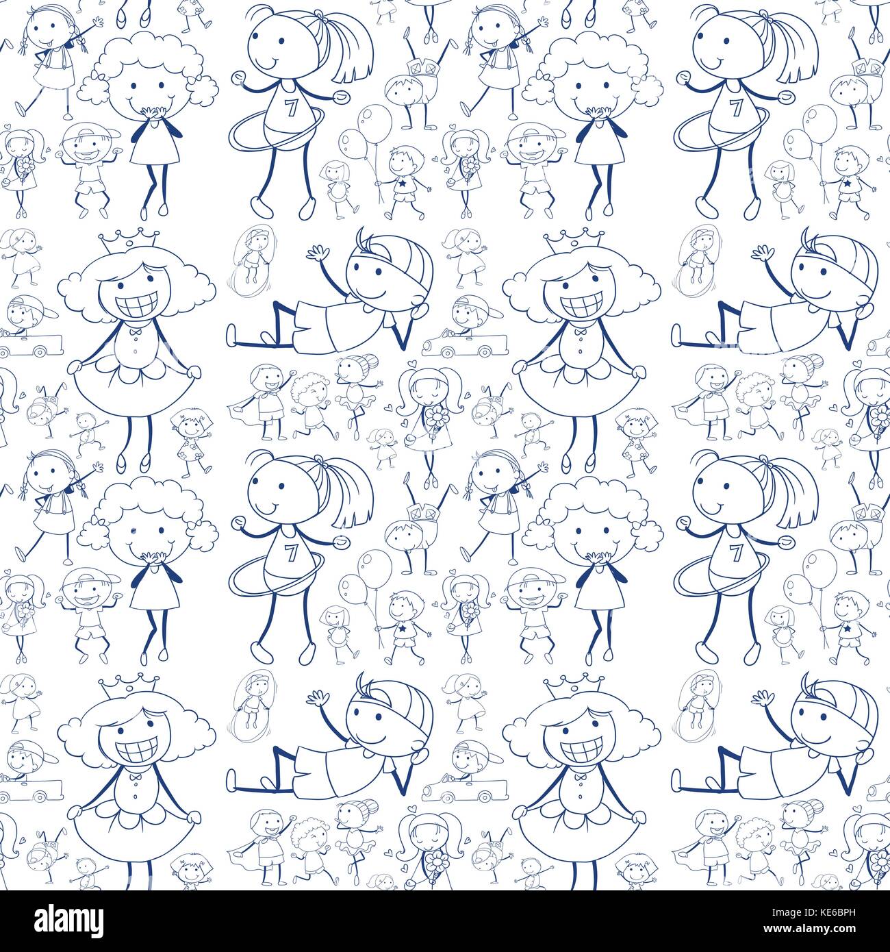 Seamless boys and girls playing illustration Stock Vector Image & Art ...