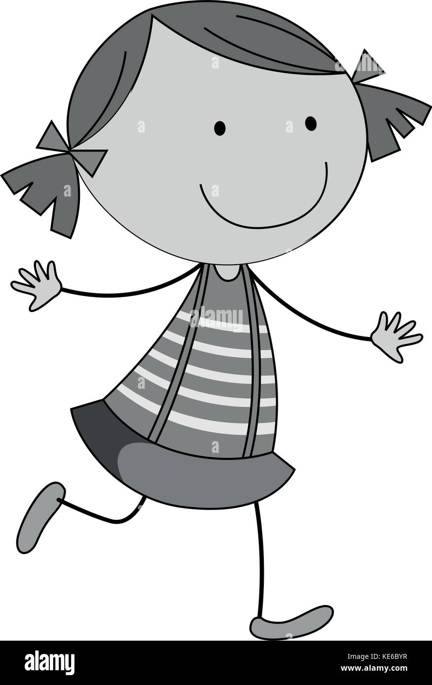 Little girl in skirt running illustration Stock Vector Image & Art - Alamy