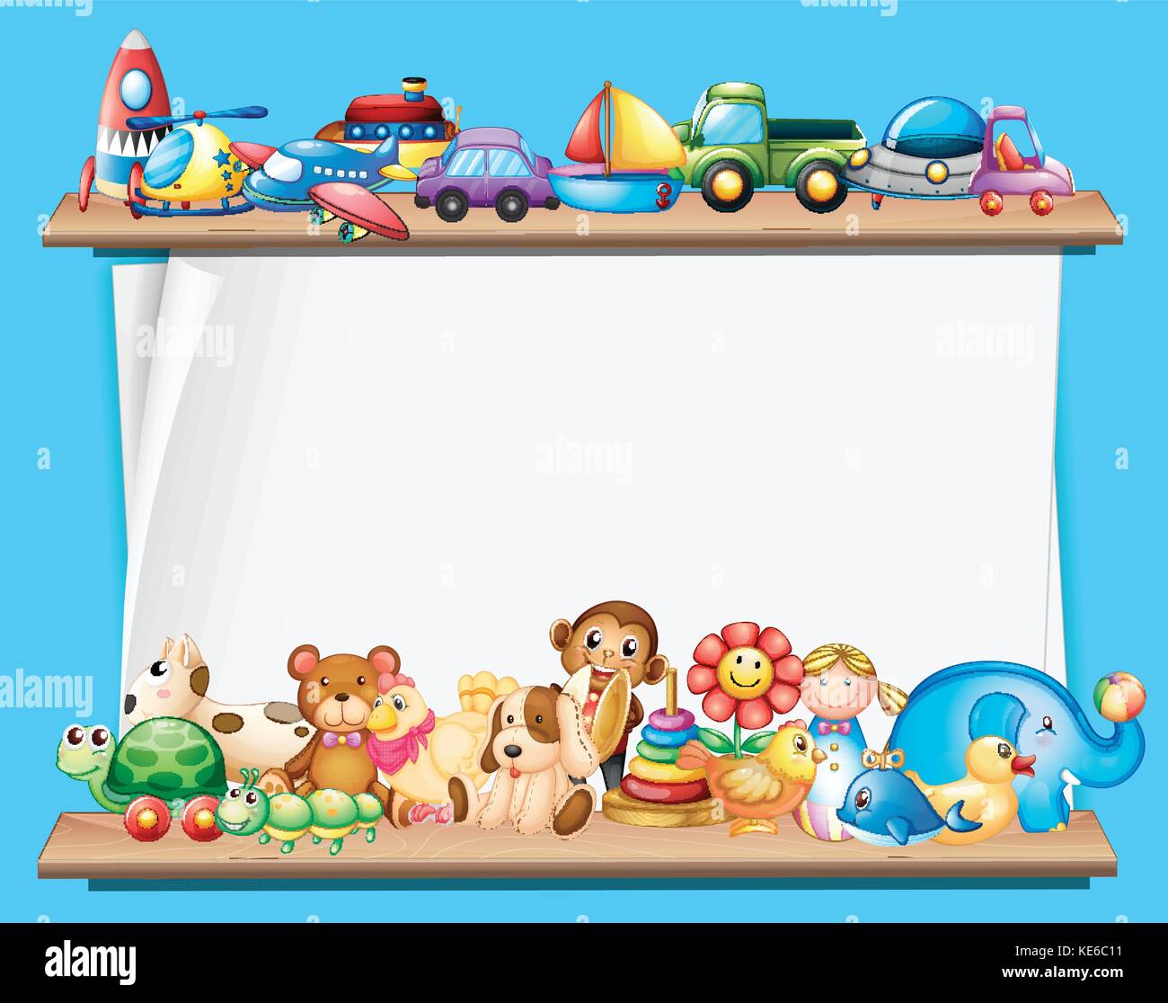 Paper template with toys on shelves illustration Stock Vector Image ...