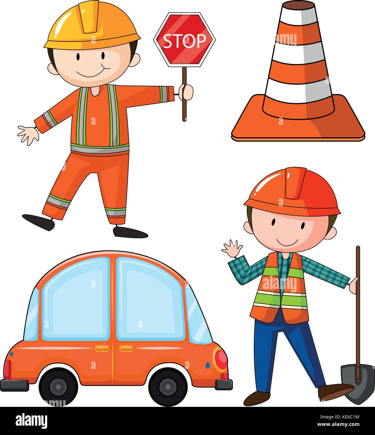 Flashcard of construction theme illustration Stock Vector Image & Art ...