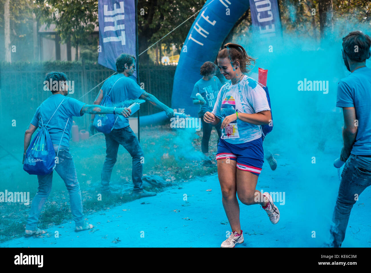 Turin,Italy-September 10, 2017: Participants during in the Color Run ...