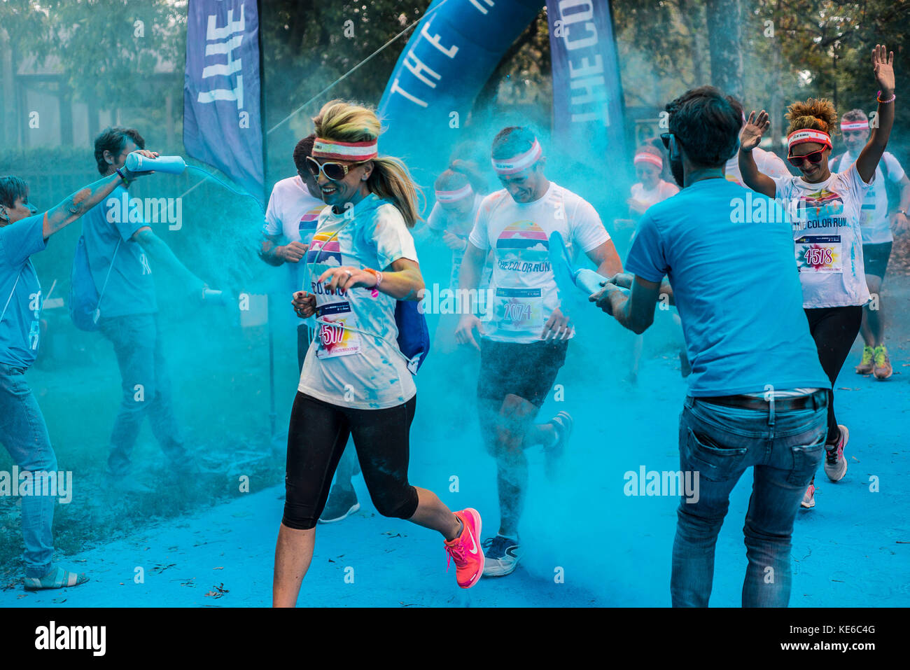 Turin,Italy-September 10, 2017: Participants during in the Color Run ...