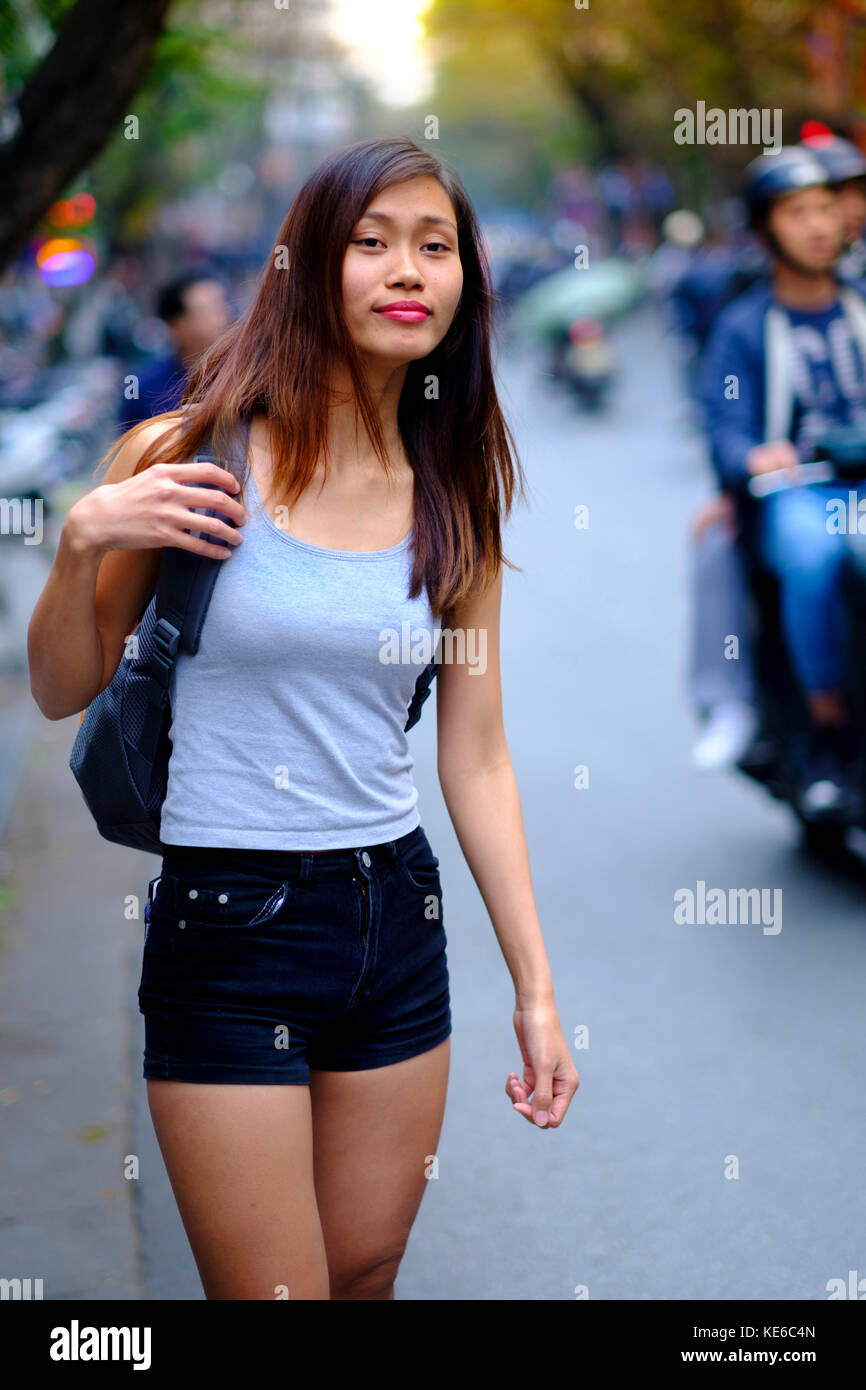 East Asian woman traveler Stock Photo