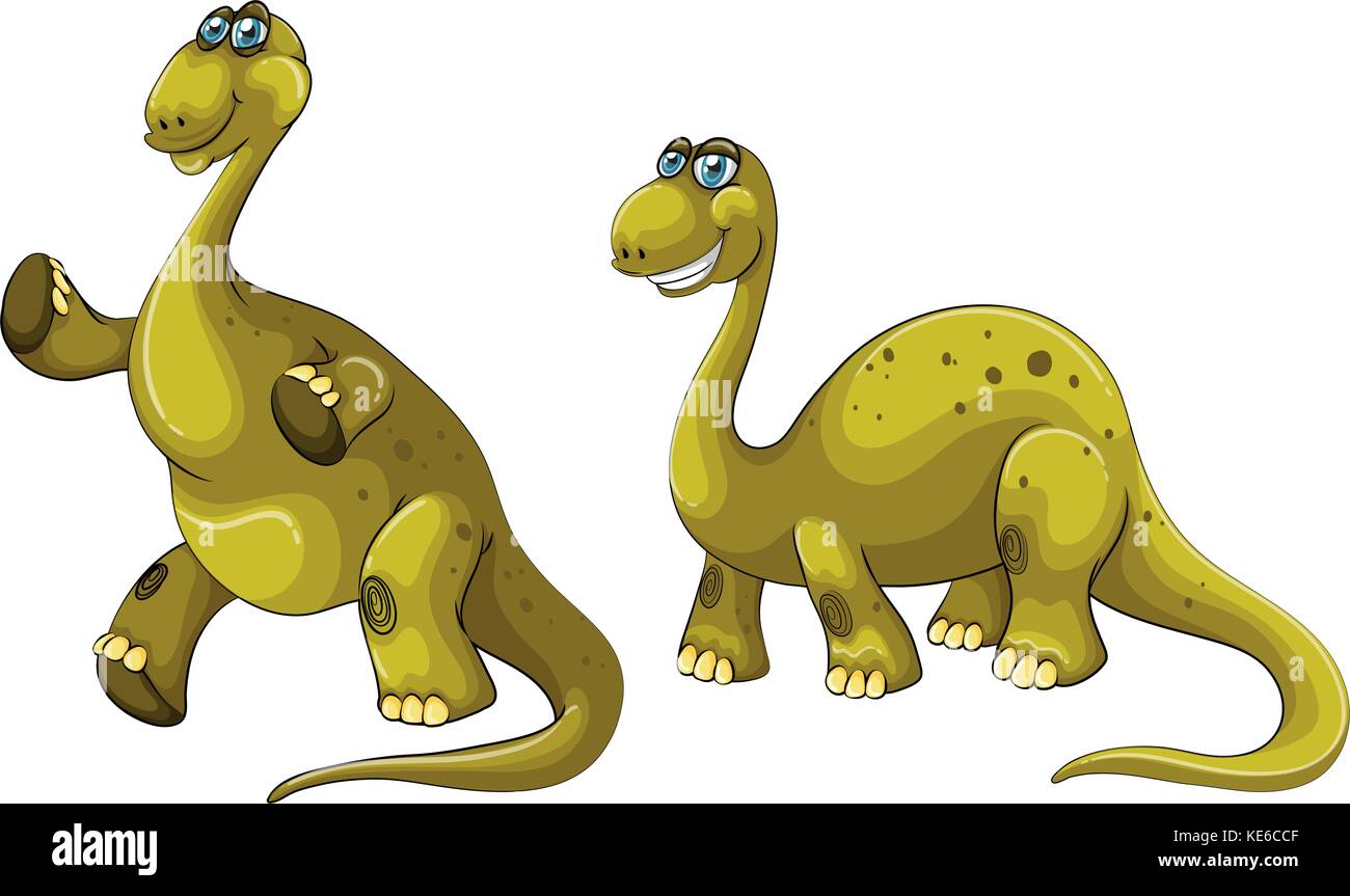 Green dinosaurs with long necks illustration Stock Vector Image & Art ...