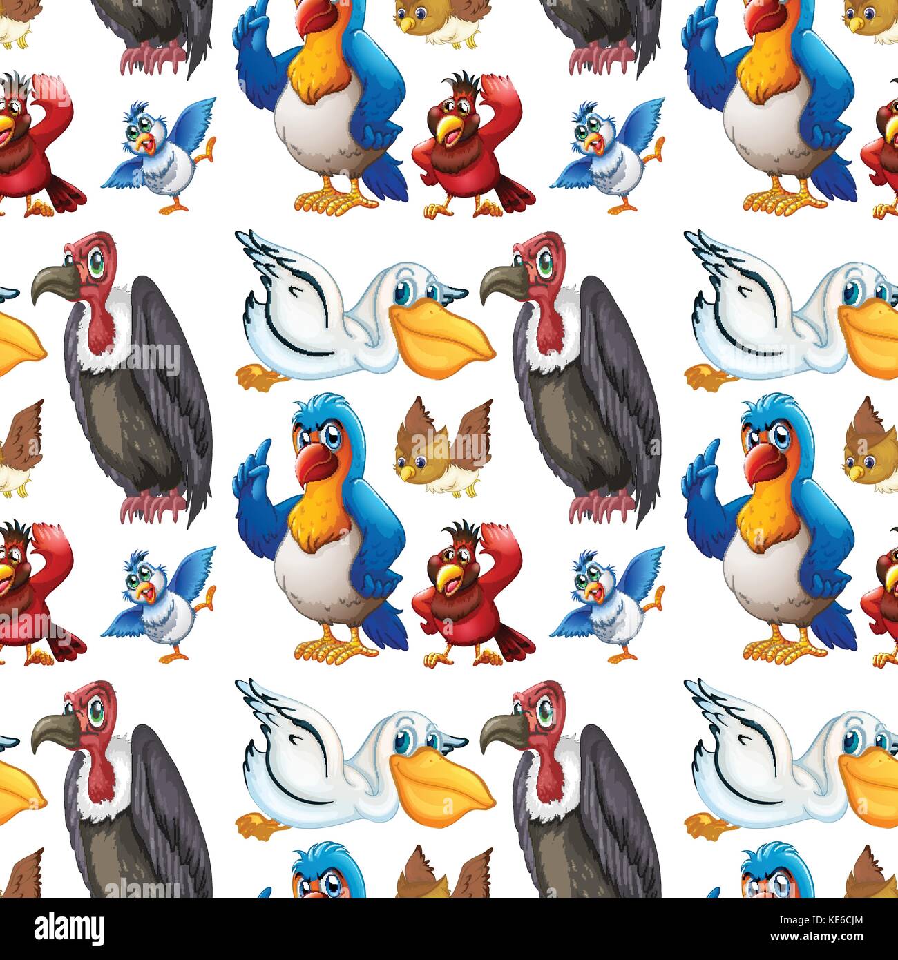 Seamless various kind of birds illustration Stock Vector Image & Art ...