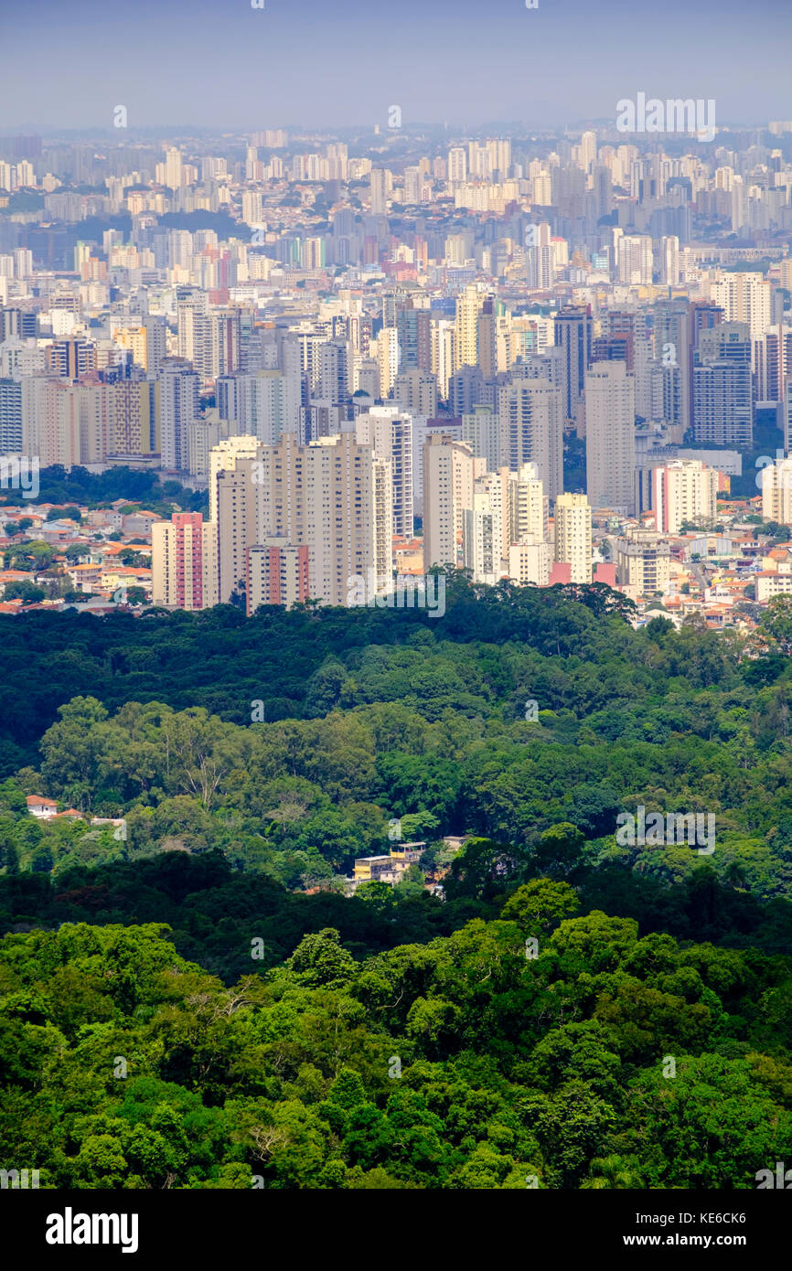 Skyline of Sao Paulo from the Serra da Cantareira Stock Photo