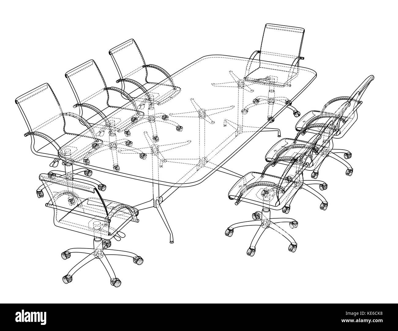 Conference table with chairs in sketch style Stock Vector Image & Art