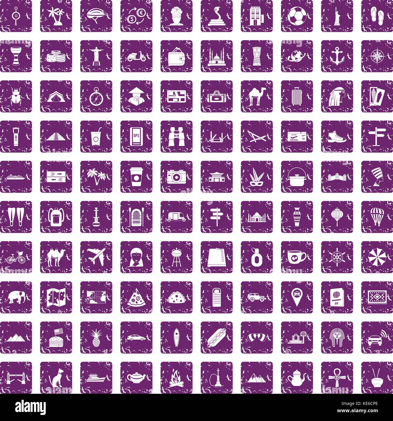 100 tourism icons set grunge purple Stock Vector Image & Art - Alamy