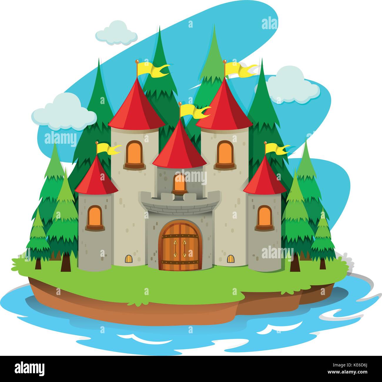 Castle on the island illustration Stock Vector Image & Art - Alamy