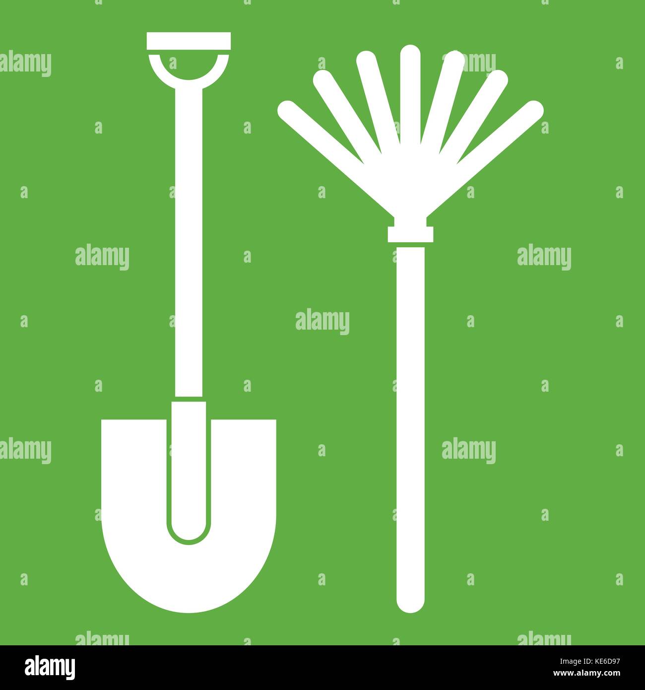 Rake and shovel icon green Stock Vector Image & Art Alamy