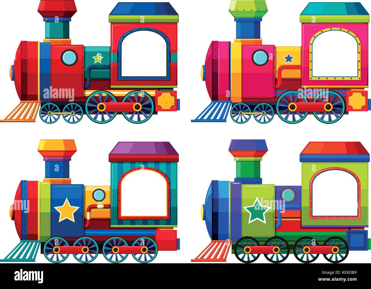 Trains in different colors illustration Stock Vector Image & Art - Alamy