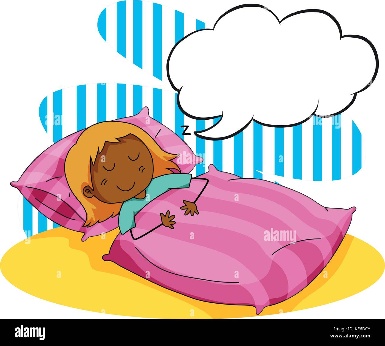 Girl sleeping in the bed illustration Stock Vector Image & Art - Alamy