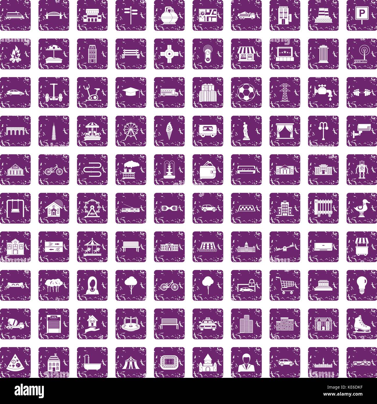 100 urban icons set grunge purple Stock Vector Image & Art - Alamy