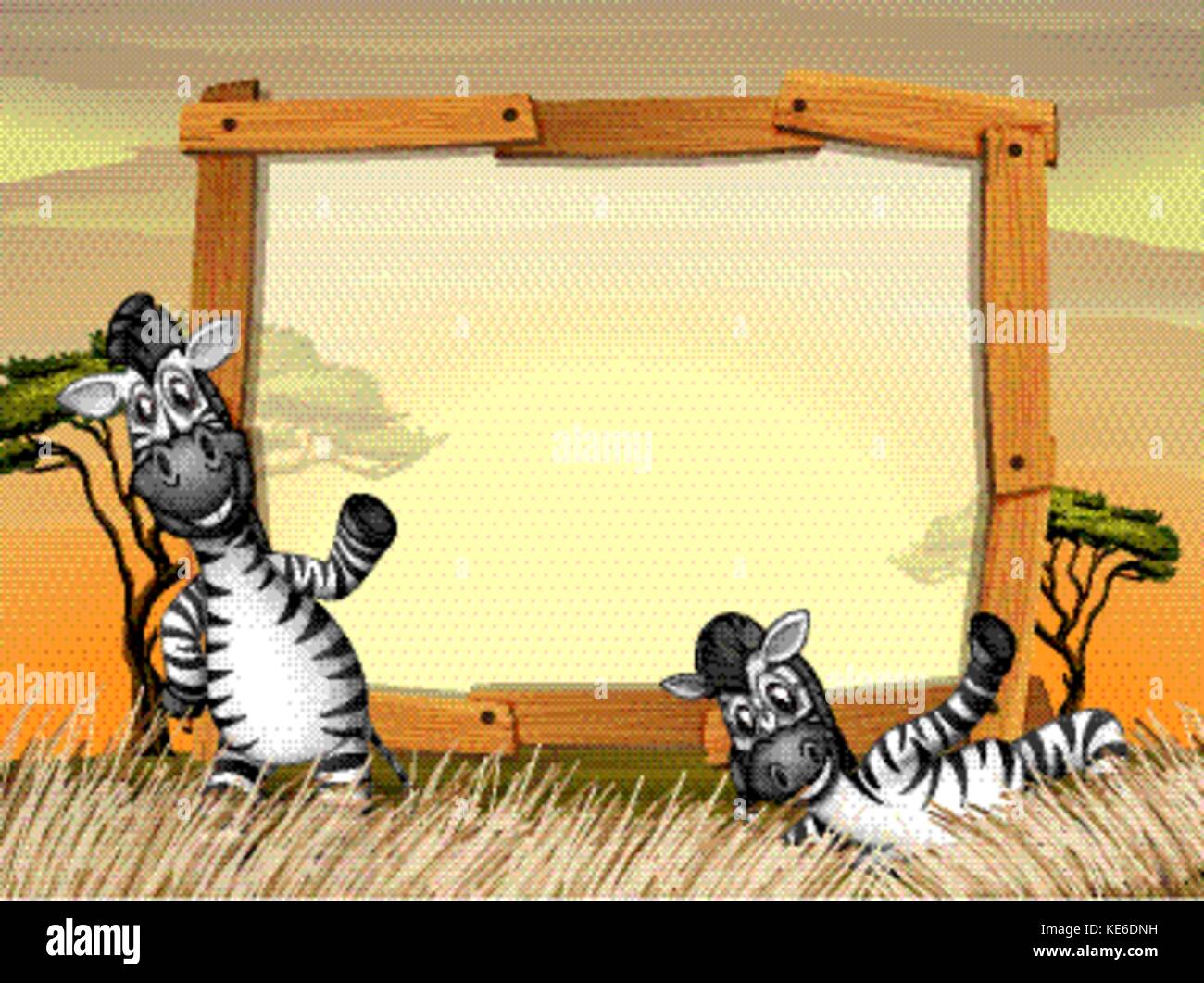 Zebras in savanna field illustration Stock Vector Image \u0026 Art - Alamy, image size:1300x1061