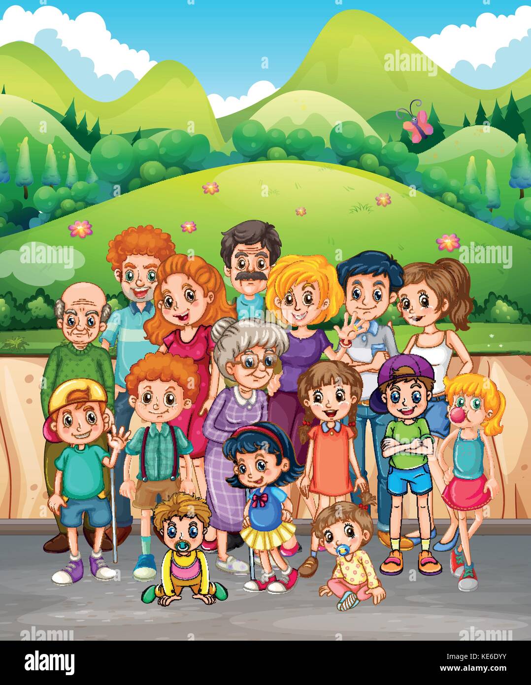 Family members in the park illustration Stock Vector Image & Art - Alamy