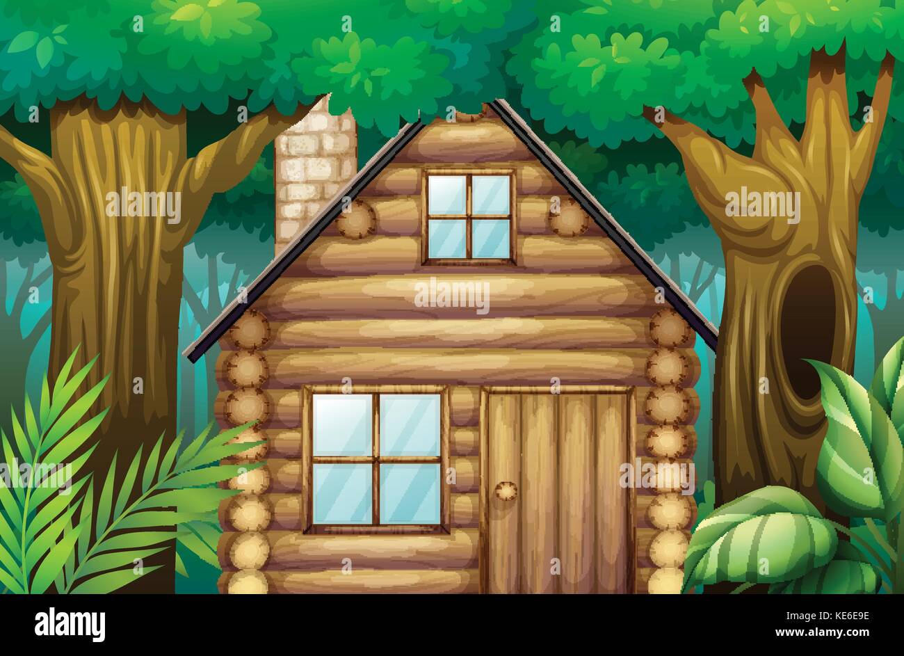 Little Hut In The Woods Illustration Stock Vector Art