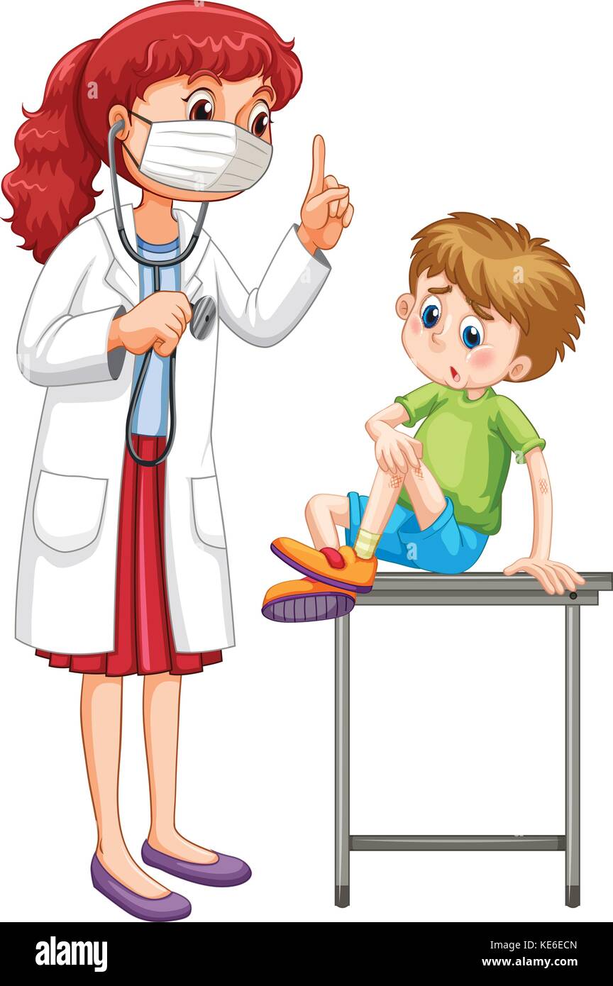 Doctor examining little boy illustration Stock Vector Image & Art - Alamy