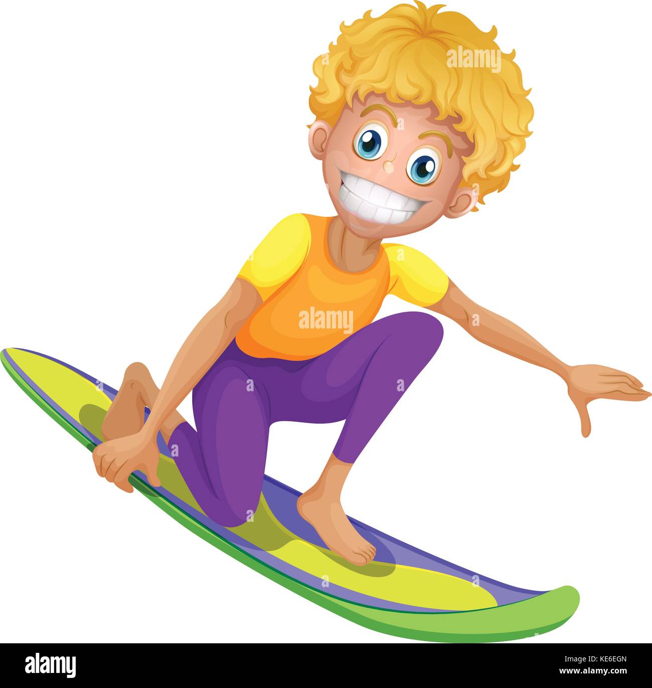Happy man on surf board illustration Stock Vector Image & Art - Alamy
