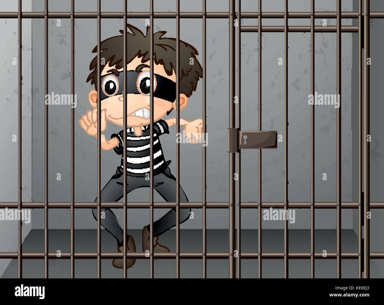 Criminal being locked up in the prison illustration Stock Vector Image