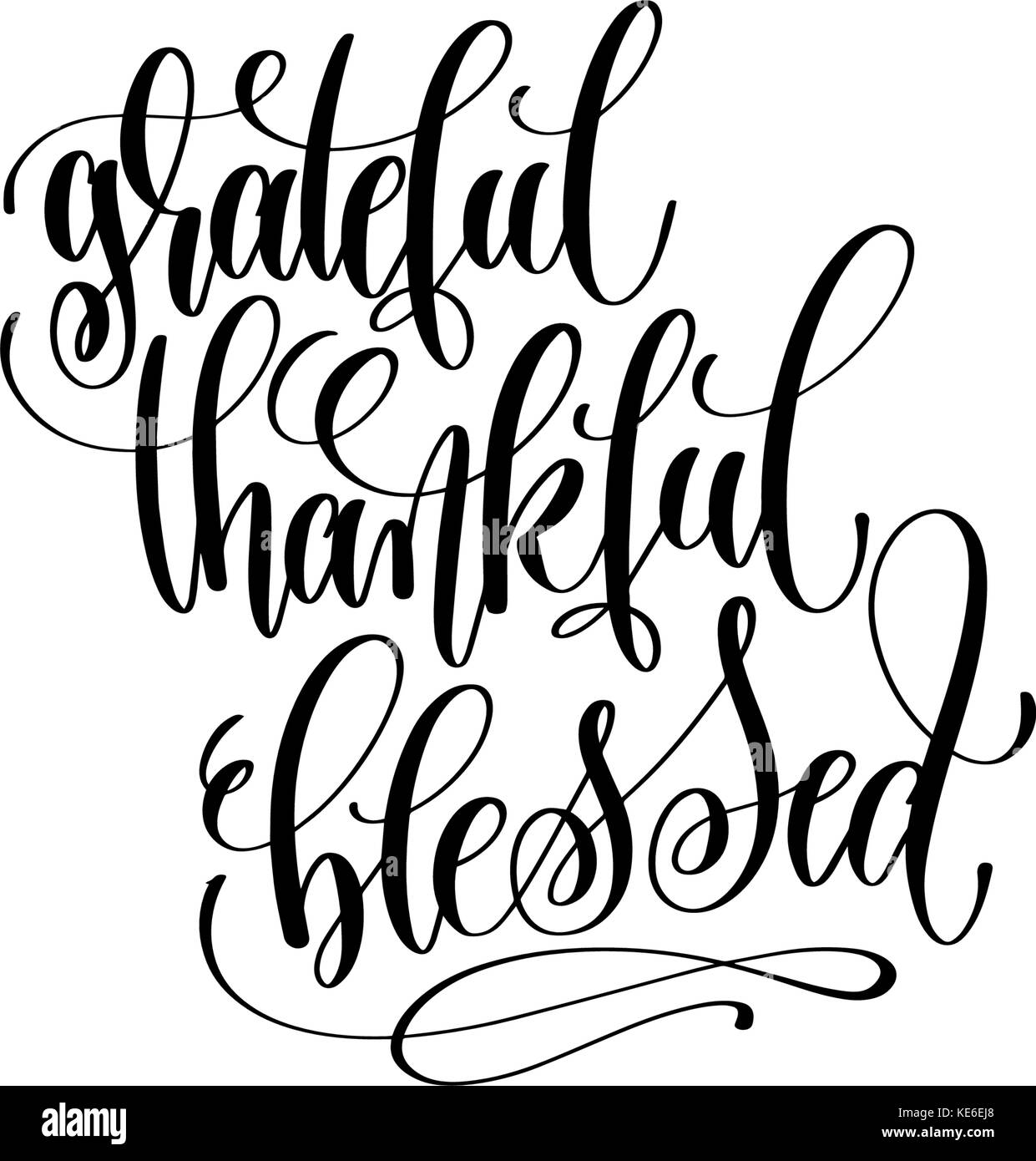 grateful thankful blessed hand lettering inscription to thanksgi Stock ...