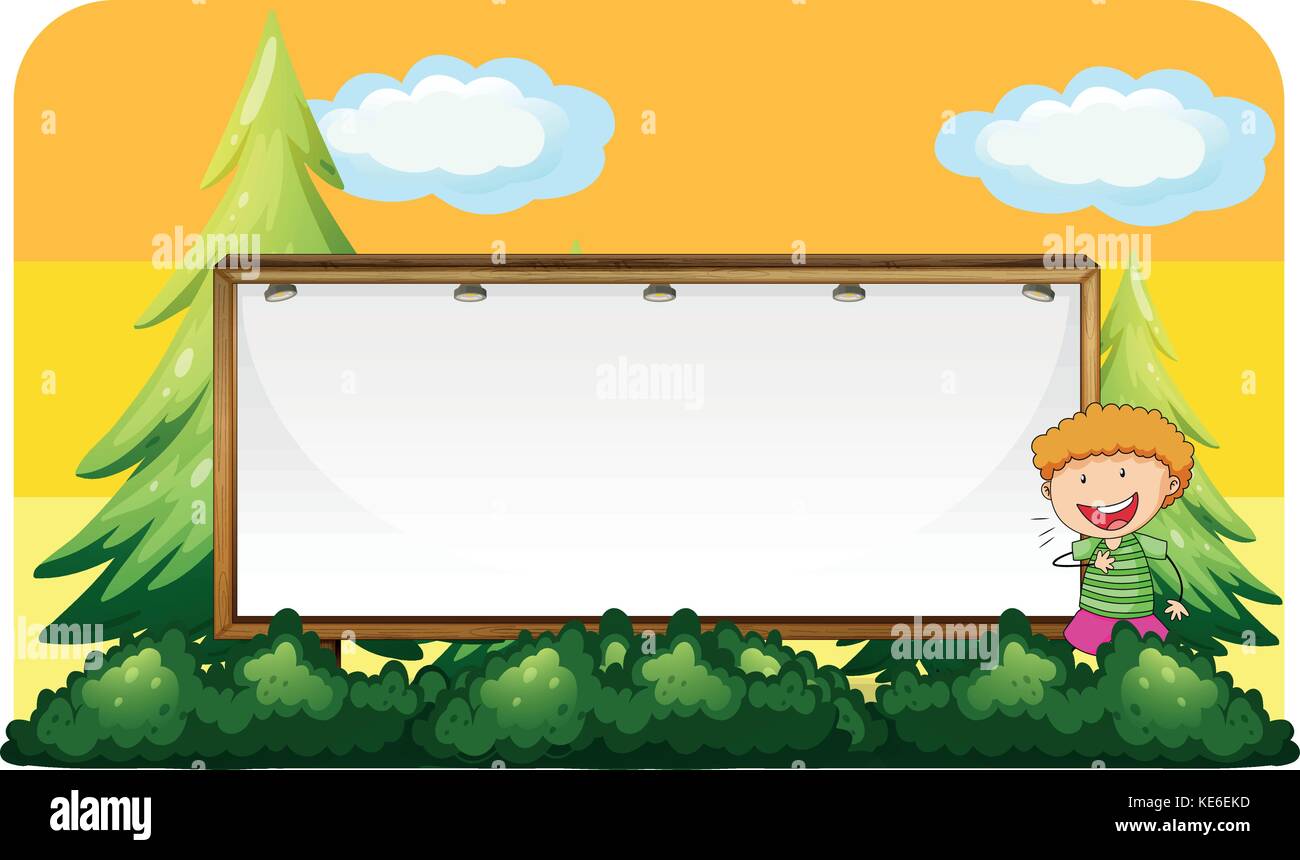 Little boy and blank board illustration Stock Vector Image & Art - Alamy