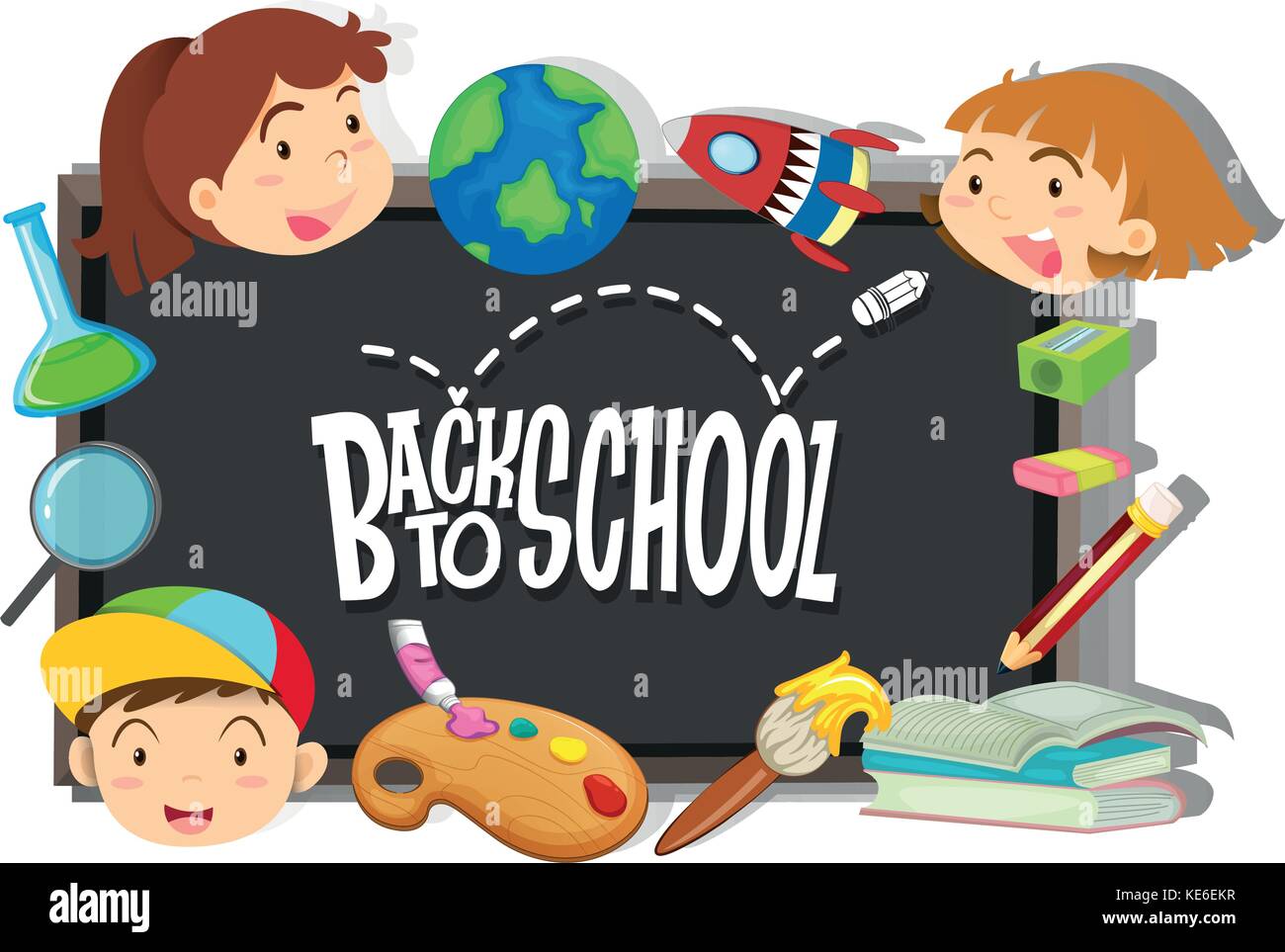 Back to school theme with boy and girls illustration Stock Vector Image ...