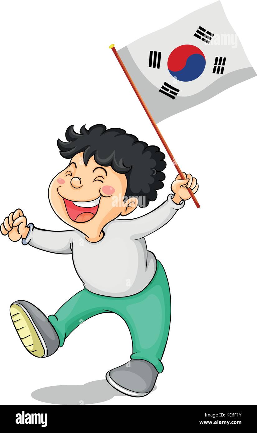 Little boy and South Korea flag illustration Stock Vector Image & Art ...