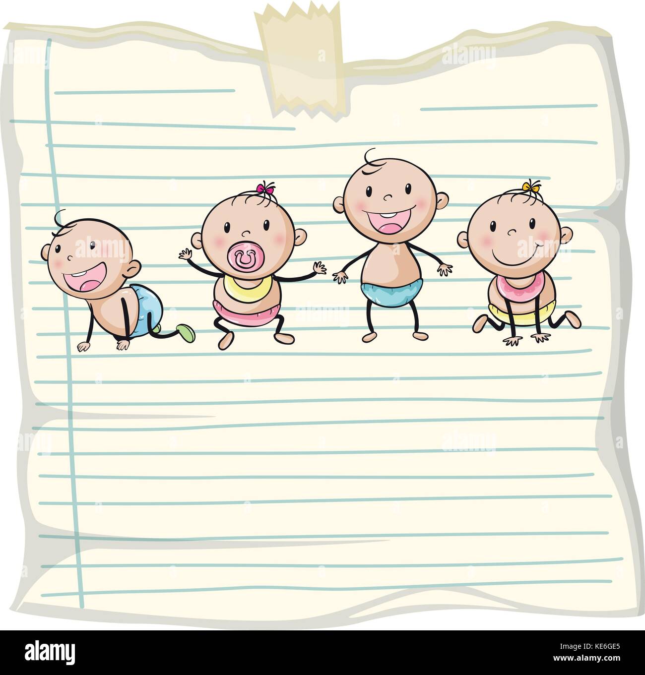 Paper design with baby boys and girls illustration Stock Vector Image ...