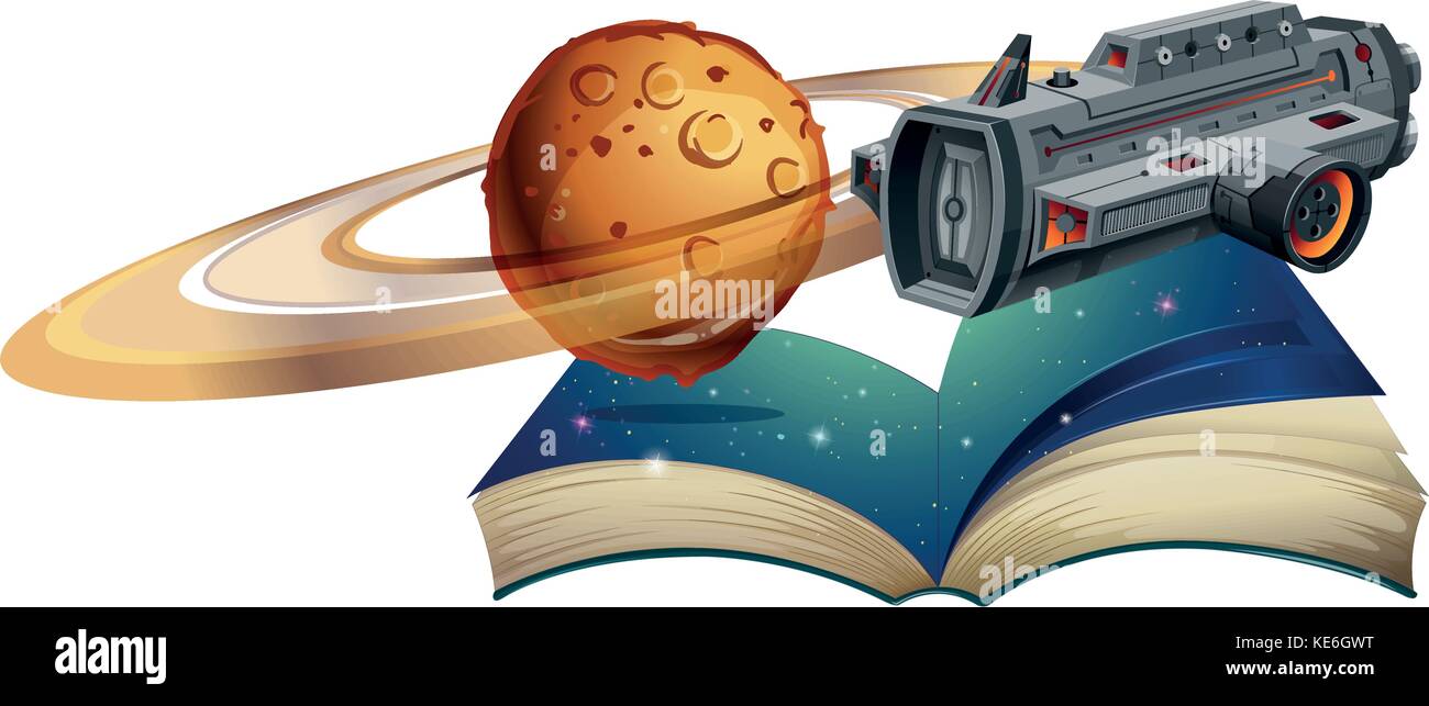 Spaceship flying around the planet illustration Stock Vector Image ...