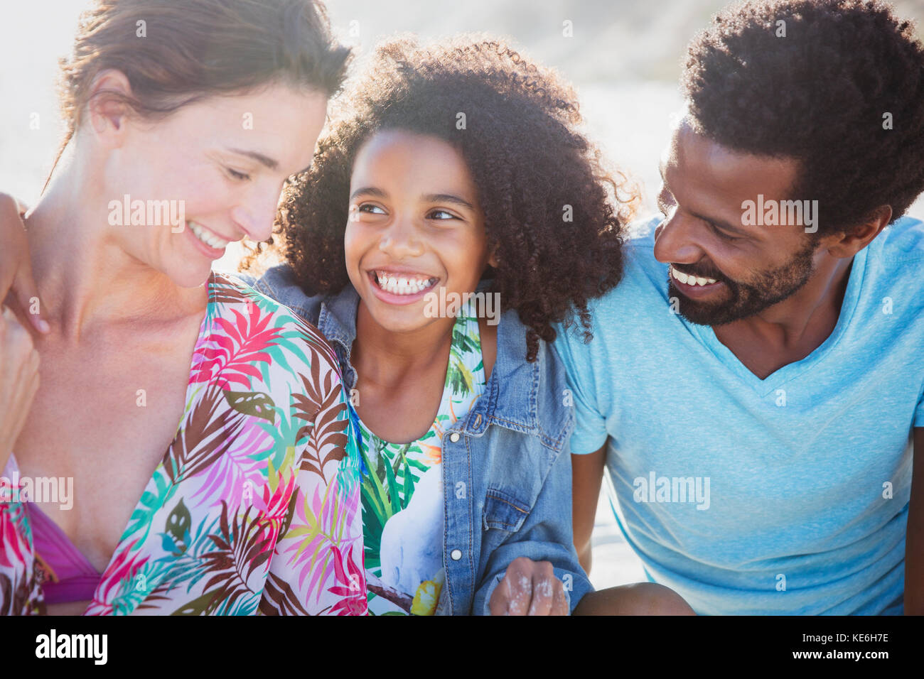 Smiling, affectionate multi-ethnic family Stock Photo