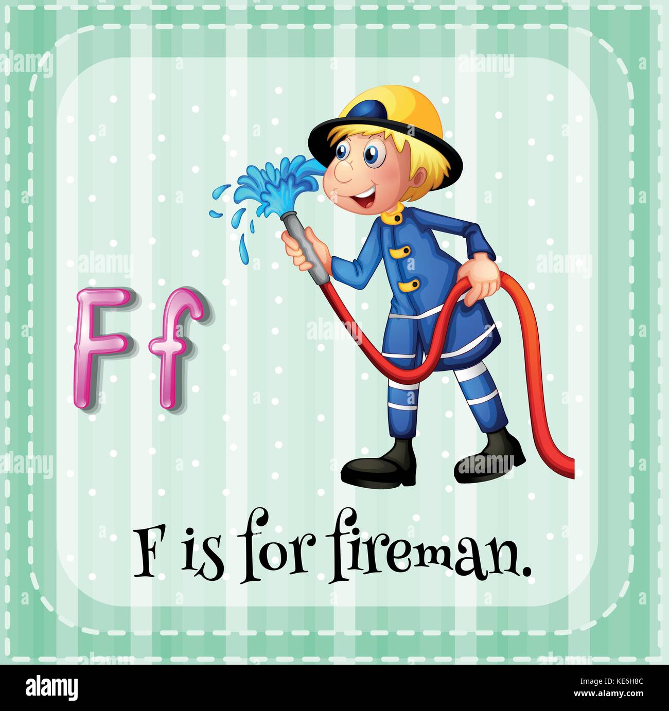 Flashcard Letter F Is For Fireman Illustration Stock Vector Image & Art ...