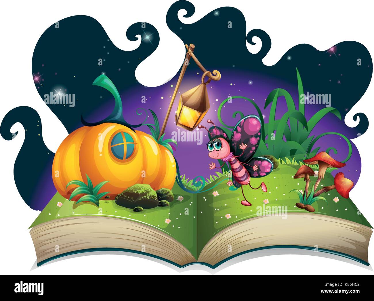 Butterfly flying in the magic garden illustration Stock Vector Image ...