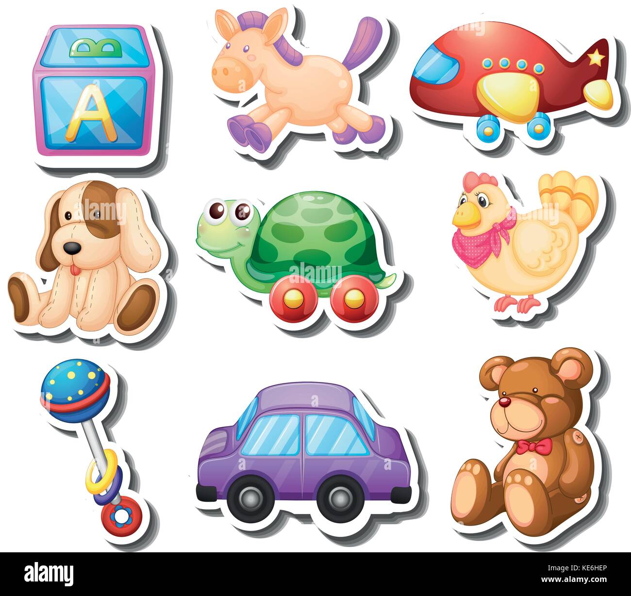Toy stickers on white background illustration Stock Vector Image & Art