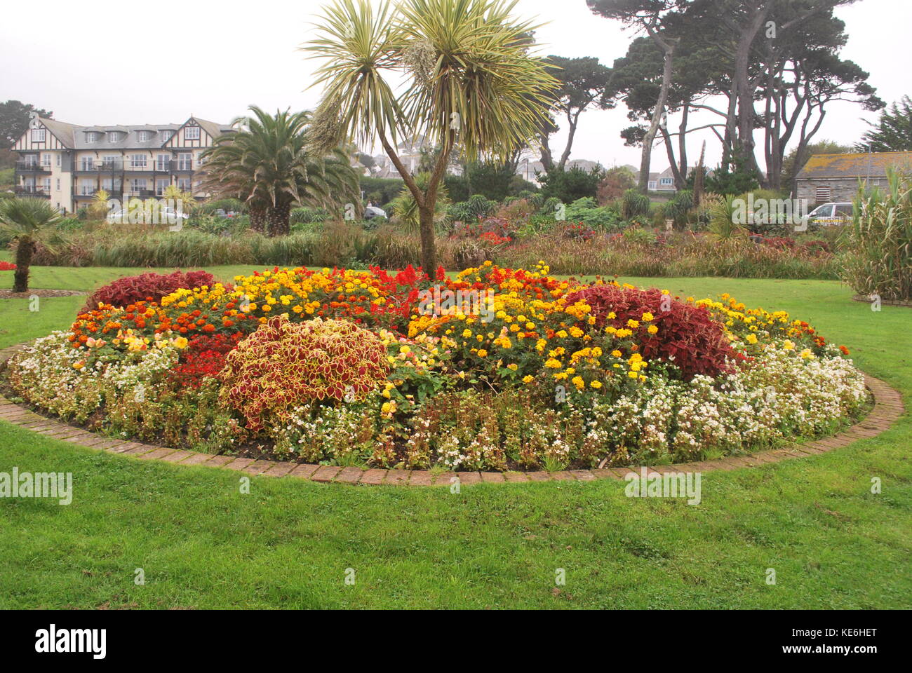 Flower bed full of flowers, in Falmouth Stock Photo Alamy