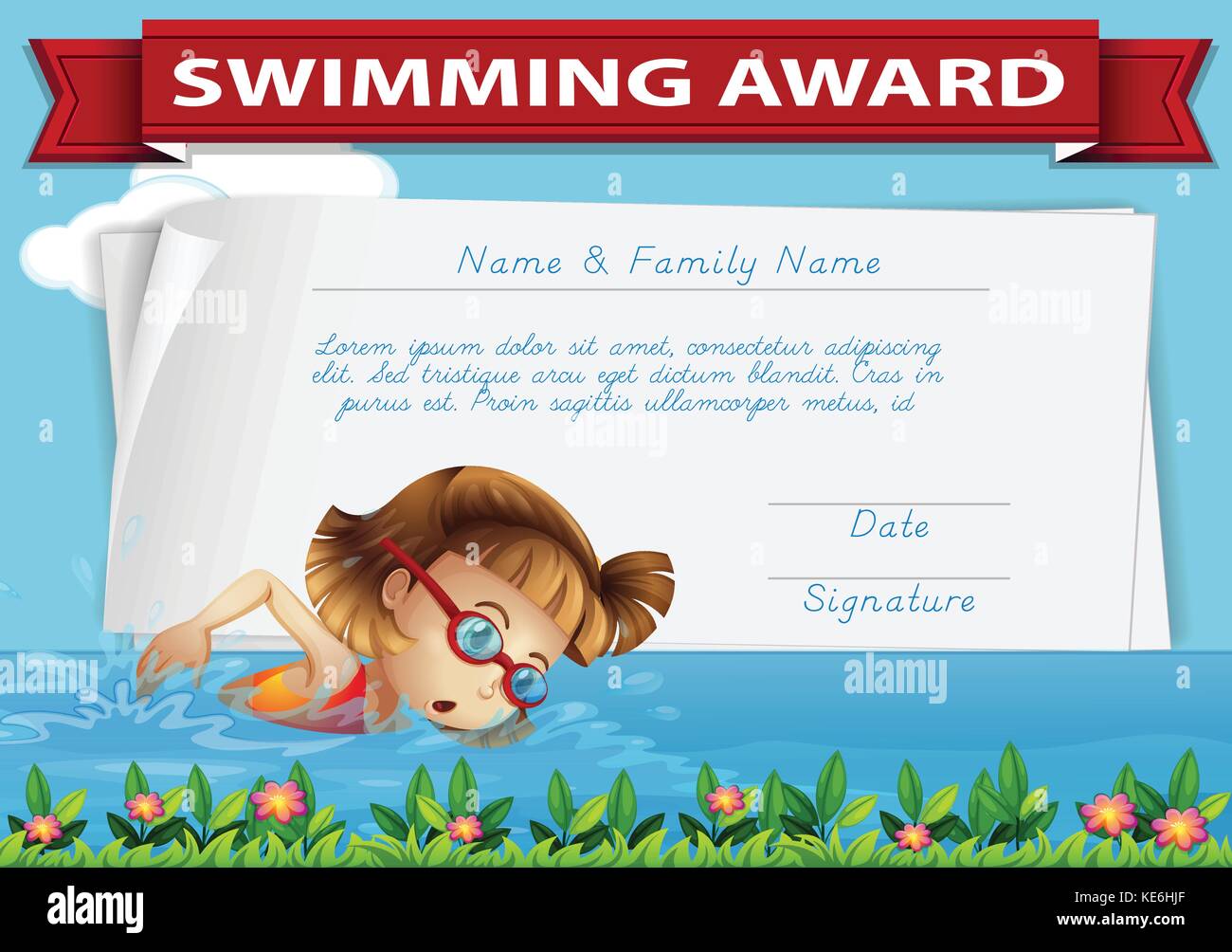 Swimming Certificate High Resolution Stock Photography and Images With Regard To Life Saving Award Certificate Template