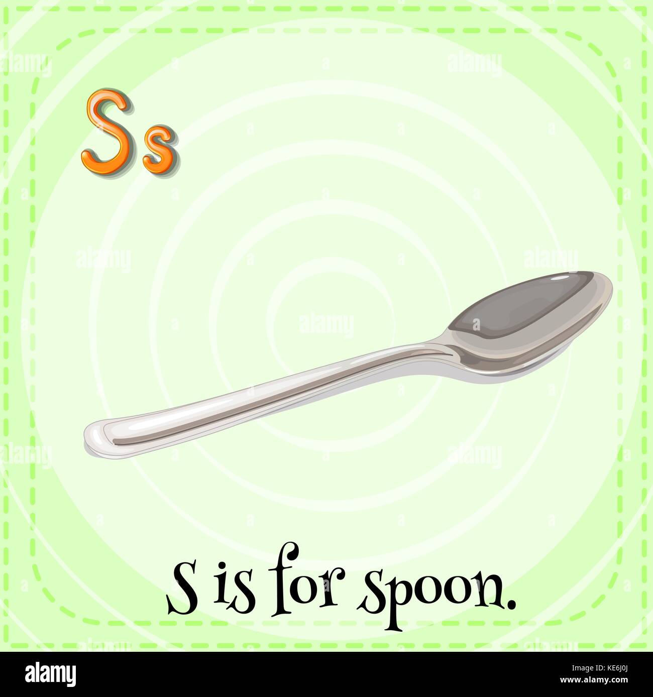 Flashcard letter S is for spoon Stock Vector