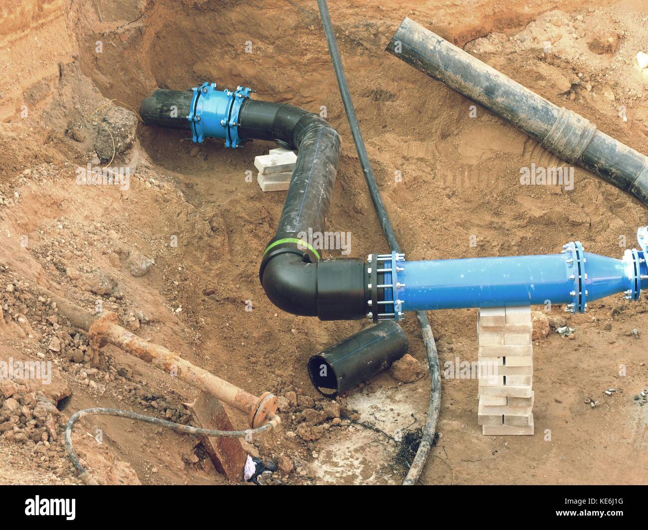 HDPE pipe welding underground, City portable water system. Welding